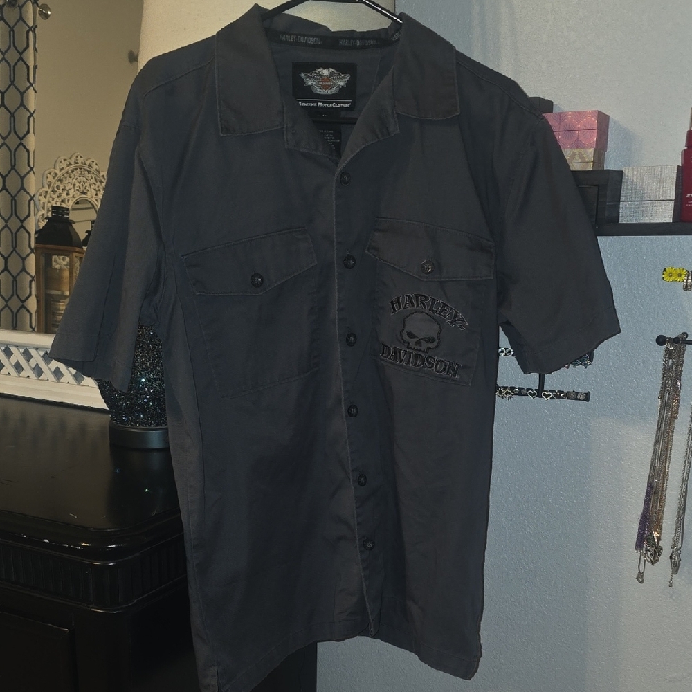 Harley-Davidson Gray Casual Button Down Shirt